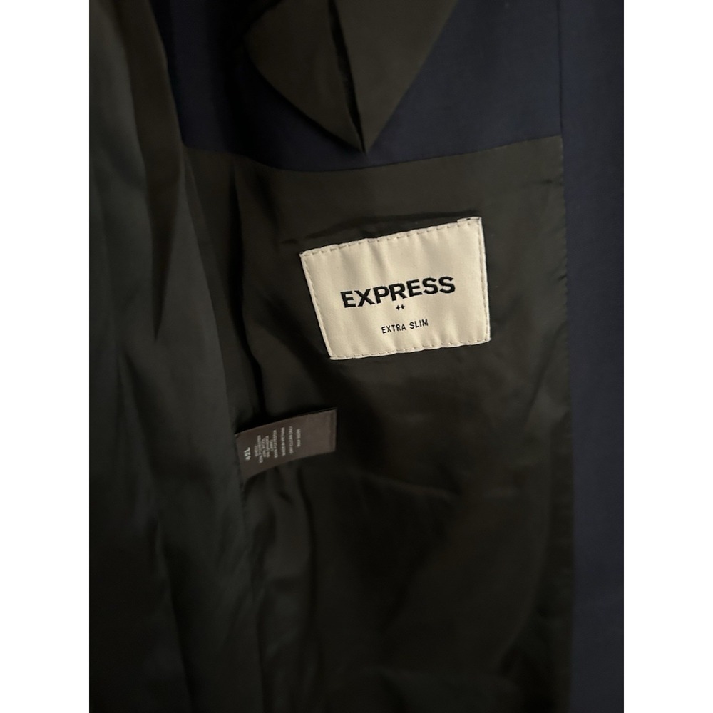 Express Men's Sport Coat Blazer Two Button Navy Blue Poly Wool 42L Extra Slim - Picture 7 of 7